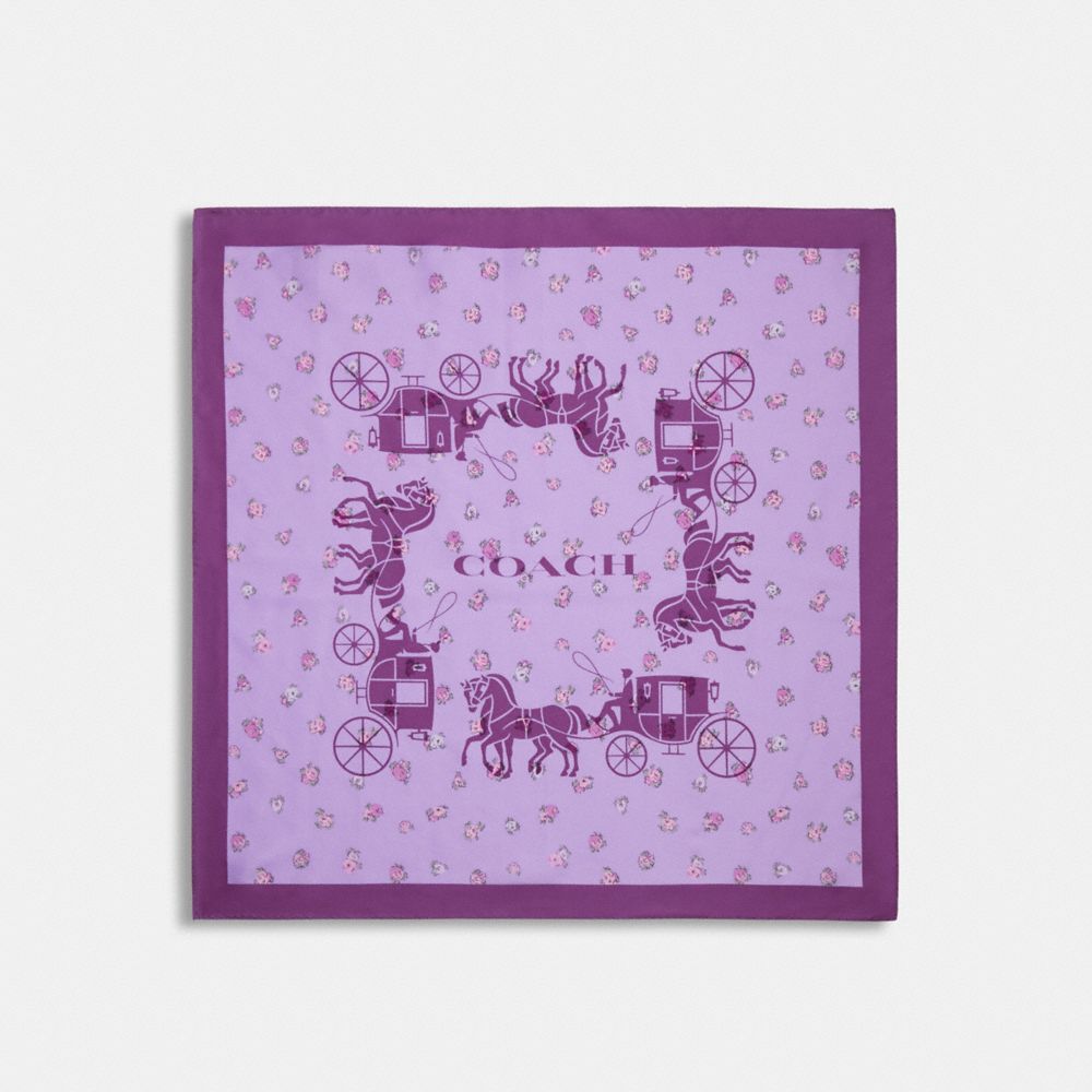 COACH Official Site Official page  TEA ROSE PRINT SILK DIAMOND SCARF