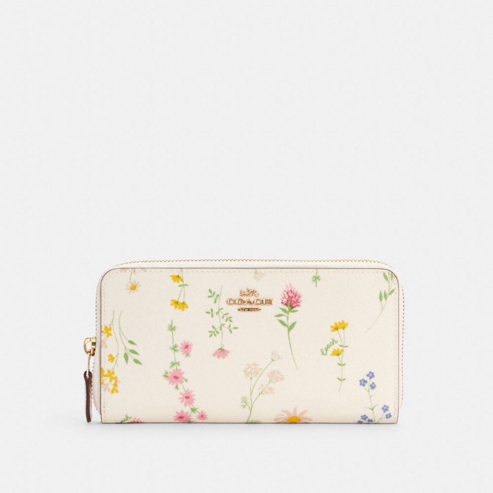 COACH® Outlet | Accordion Zip Wallet With Spaced Wildflower Print