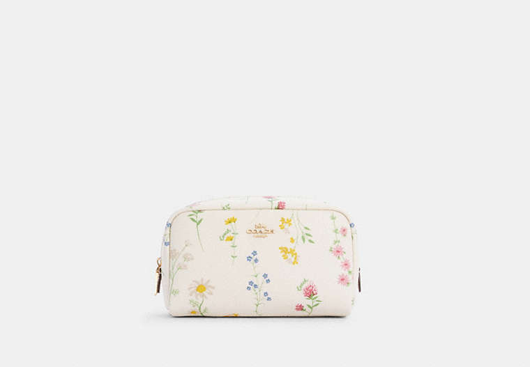 Small Boxy Cosmetic Case With Spaced Wildflower Print