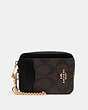 COACH®,ZIP CARD CASE IN SIGNATURE CANVAS,pvc,Gold/Brown Black,Front View