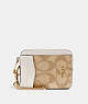 COACH®,ZIP CARD CASE IN SIGNATURE CANVAS,pvc,Gold/Light Khaki Chalk,Front View