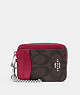 COACH®,ZIP CARD CASE IN SIGNATURE CANVAS,pvc,Silver/Brown/Bright Violet,Front View