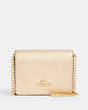 COACH®,MINI WALLET ON A CHAIN,Leather,Mini,Gold/Metallic Pale Gold,Front View