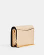 COACH®,MINI WALLET ON A CHAIN,Leather,Mini,Gold/Metallic Pale Gold,Angle View