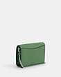 COACH®,MINI WALLET ON A CHAIN,Leather,Mini,Silver/Soft Green,Angle View