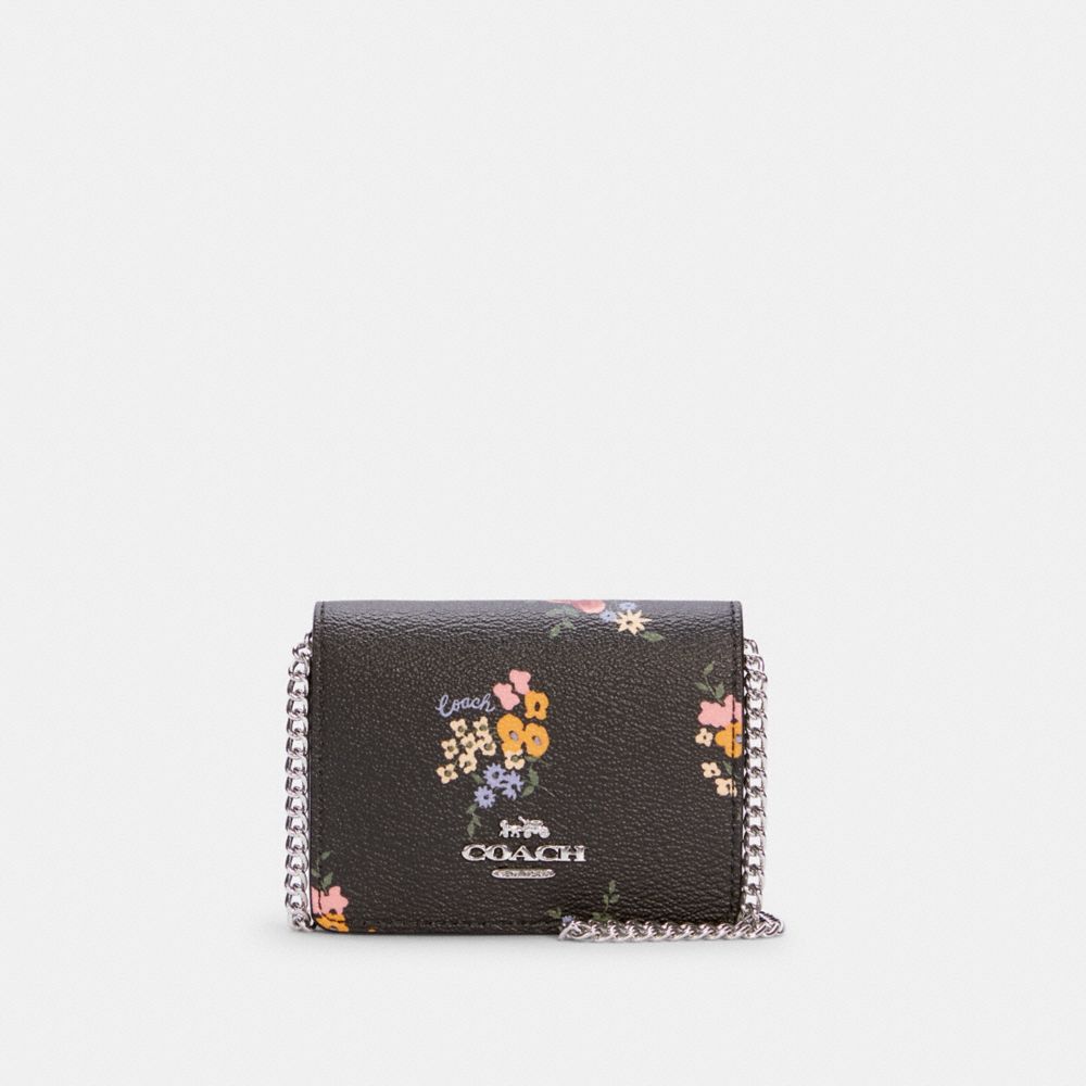 Mini-portefeuille avec imprimé fleurs des champs