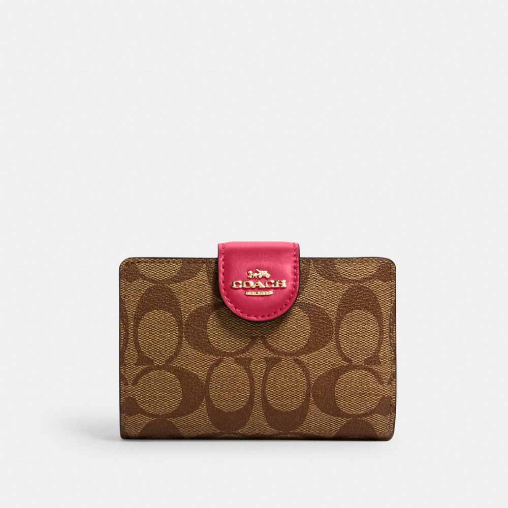 COACH® MT | Medium Corner Zip Wallet In Signature Canvas | Wallets