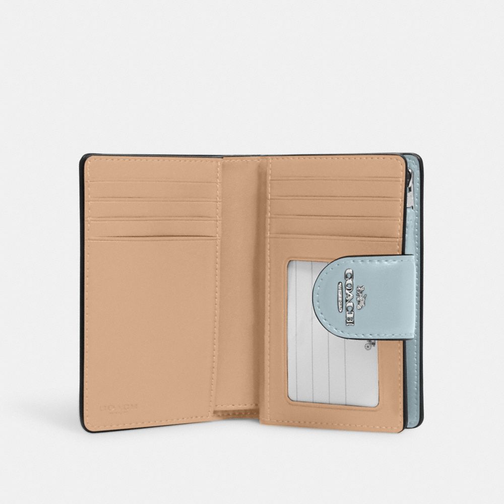 COACH®,Medium Corner Zip Wallet In Signature Canvas,Leather,Canvas,Bi Fold,Logo,Color Block,Casual,,Inside View,Top View