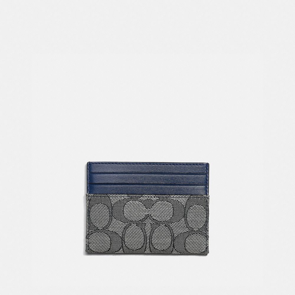 COACH®,カード ケース シグネチャー ジャカード,カードケース&パスケース,ﾌﾞﾗｽ/ﾈｲﾋﾞｰ ﾐｯﾄﾞﾅｲﾄ ﾈｲﾋﾞｰ