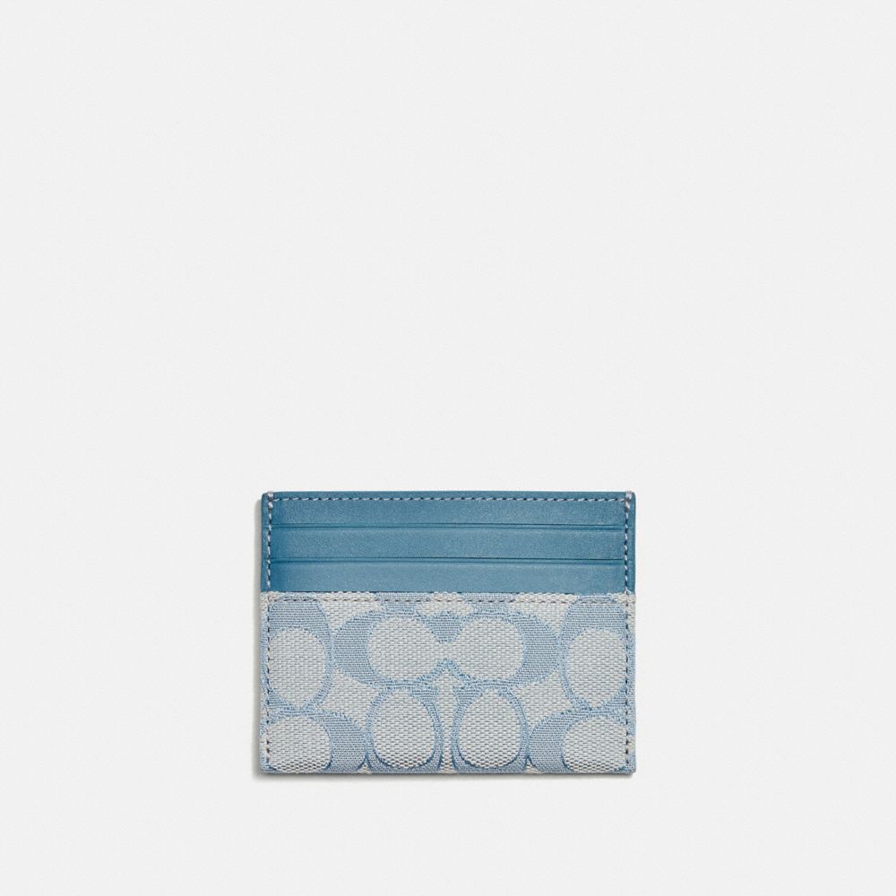 coach card case in signature jacquard