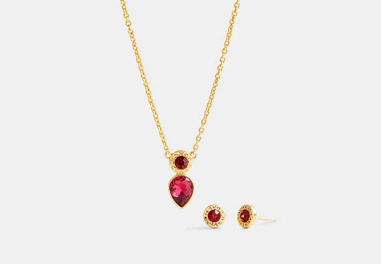 Open Circle Necklace And Pear Earrings Set