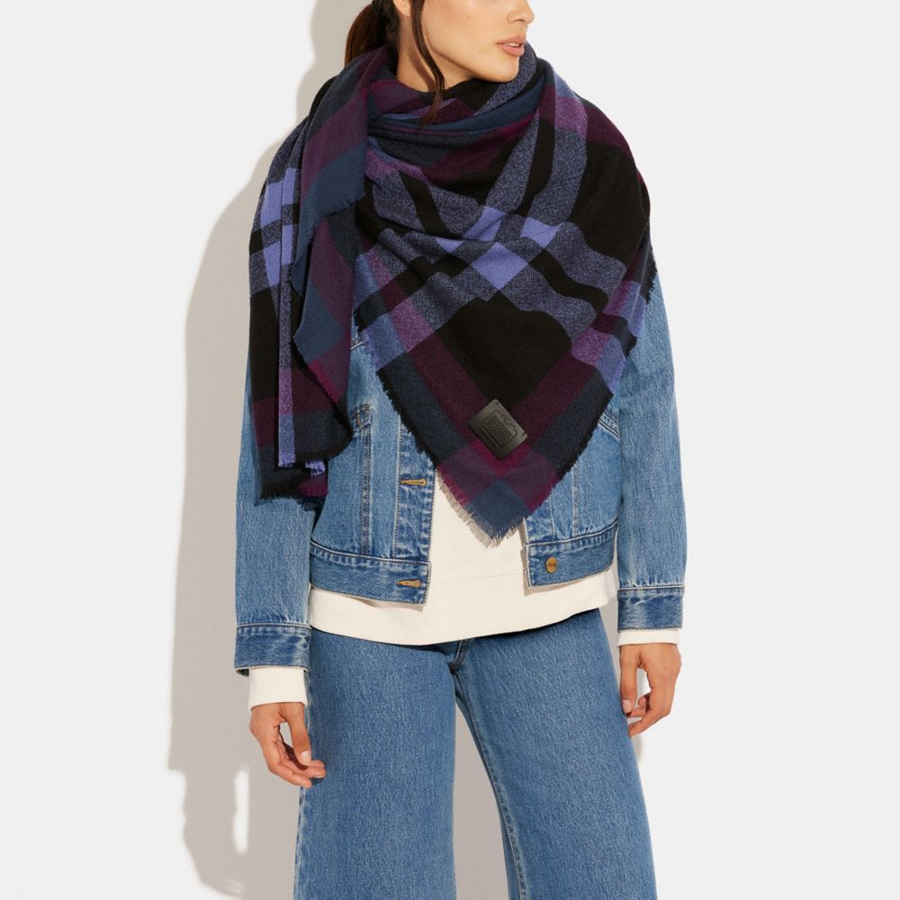 ASOS Monogram Jacquard Print Blanket Scarf in Natural