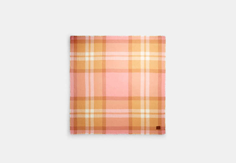 COACH®,PLAID PRINT CASHMERE OVERSIZED BLANKET SCARF,cashmere,PINK/MULTICOLOR,Front View