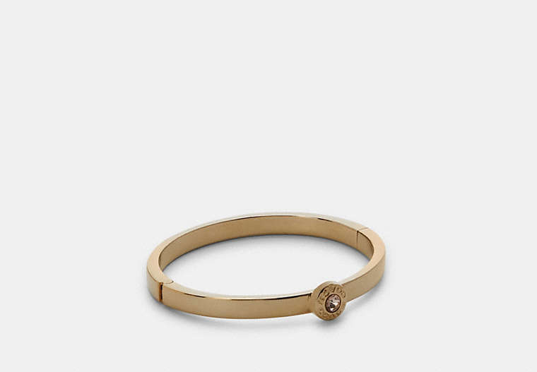 COACH®,OPEN CIRCLE HINGED BANGLE,Metal,Gold,Front View