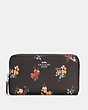 COACH®,MEDIUM ID ZIP WALLET WITH WILDFLOWER PRINT,Silver/Black Multi,Front View