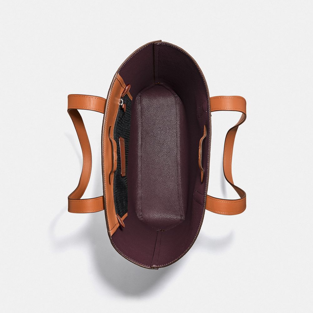 COACH®,CABAS HAUT GOTHAM 34,Cuir galet,Cuivre noir/canyon,Inside View,Top View