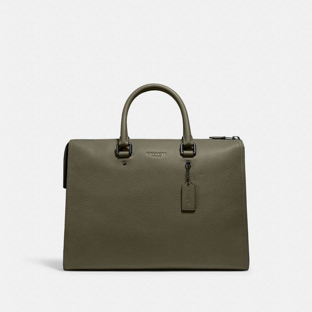 COACH®,GOTHAM FOLIO BAG,Pebbled Leather,Medium,Army Green,Front View
