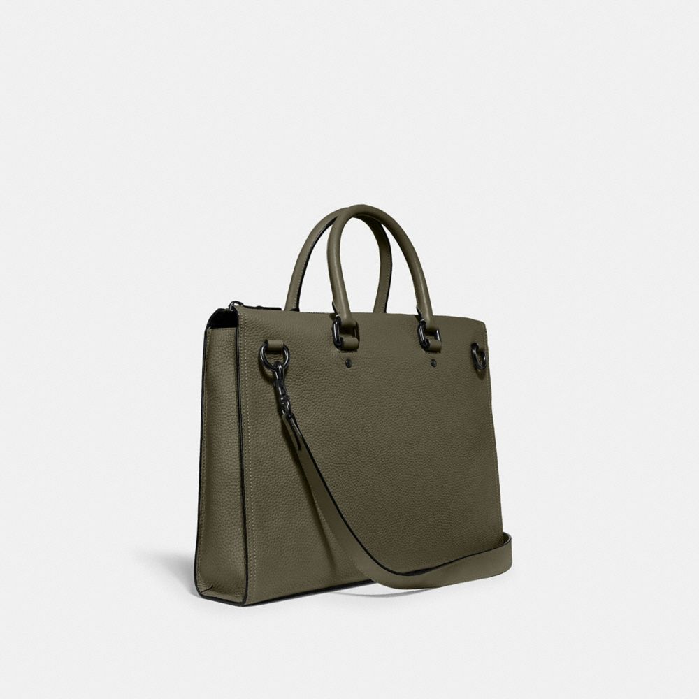COACH®,GOTHAM FOLIO BAG,Pebbled Leather,Medium,Army Green,Angle View