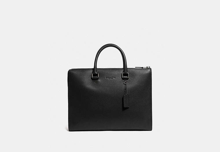 COACH®,GOTHAM FOLIO BAG,Pebbled Leather,Medium,Black Copper/Black,Front View