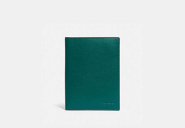 COACH®,PASSPORT CASE,Smooth Leather,SPRUCE,Front View