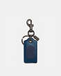 COACH®,BOTTLE OPENER KEY FOB WITH COACH PATCH,Smooth Leather,Sea Blue,Front View