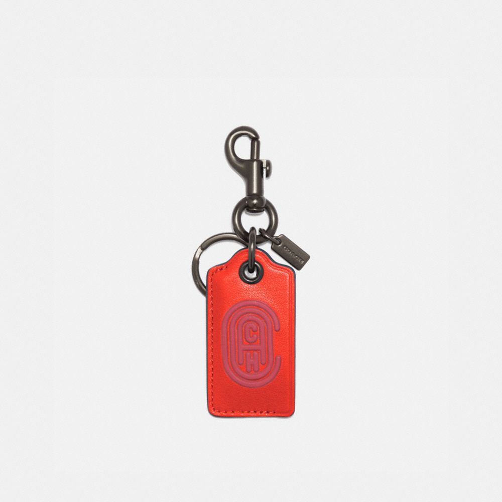 COACH®,Bottle Opener Key Fob With Coach Patch,,Front View