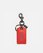COACH®,BOTTLE OPENER KEY FOB WITH COACH PATCH,Smooth Leather,Electric Coral,Front View