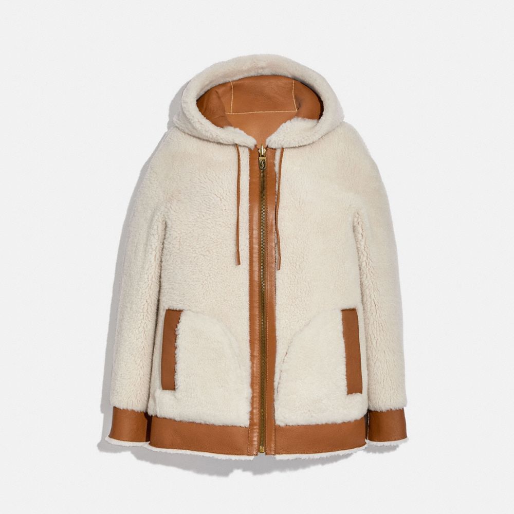 Coach long faux 2025 shearling mix hoodie