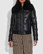 COACH®,PUFFER JACKET WITH SHEARLING,Nylon,Black,Scale View