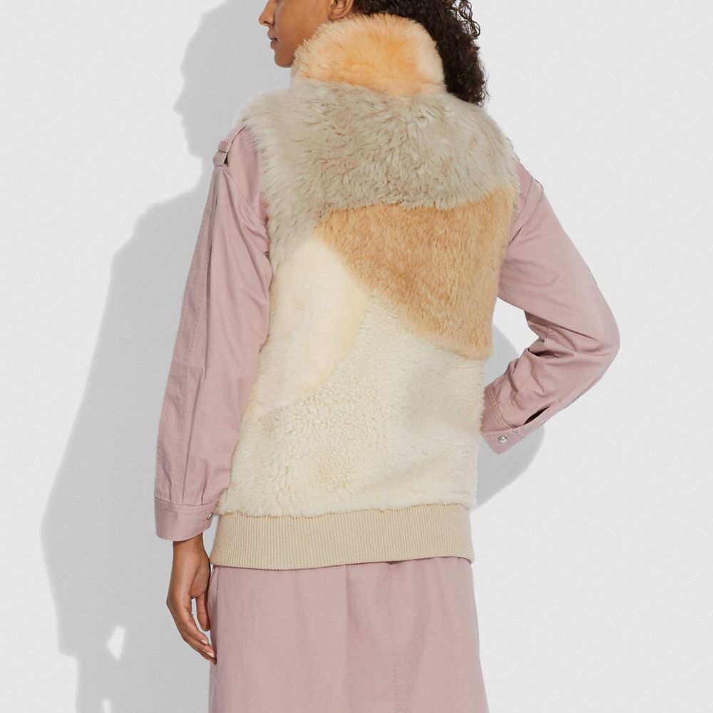Pieced Shearling Vest