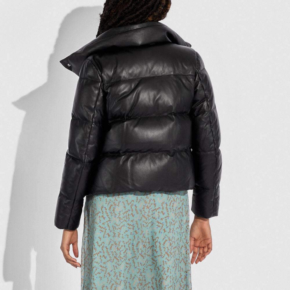 COACH®,Leather Puffer Blouson,,Scale View
