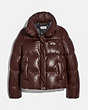 COACH®,LEATHER PUFFER BLOUSON,Leather,MOCHA,Front View