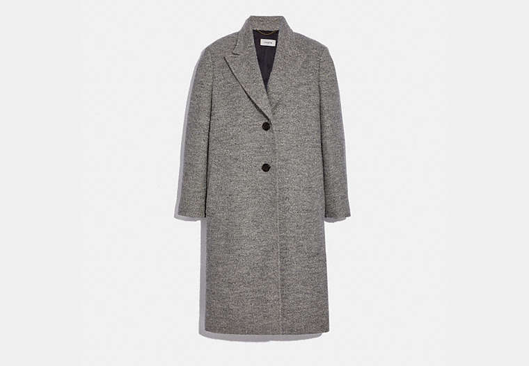 COACH®,HERRINGBONE OVERSIZED COAT,Mixed Material,GREY,Front View image number 0