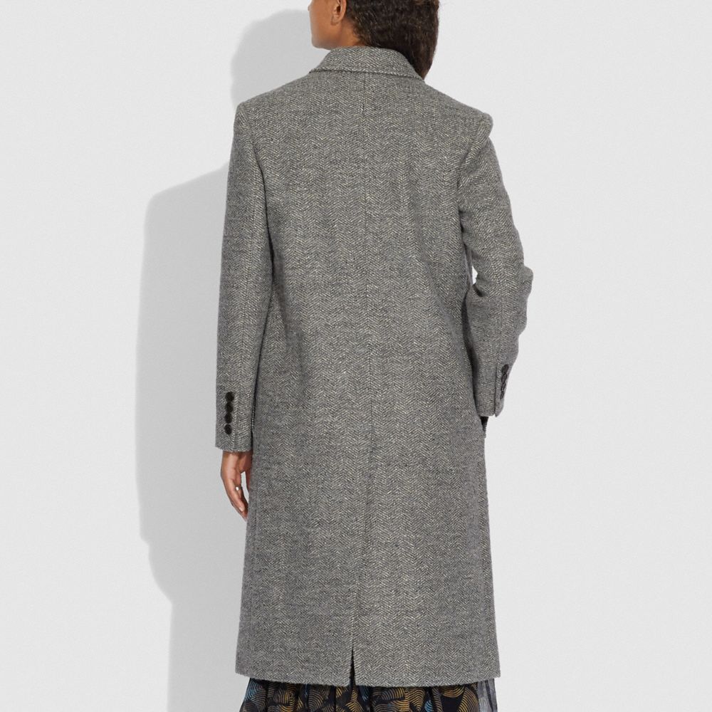 SMOOTH HERRINGBONE MAXI OVER COAT(現在完売品) Herringbone Wool Blend Overcoat 734
