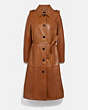 COACH®,STRIPED LEATHER TRENCH COAT,Leather,HAZEL,Front View