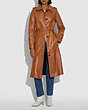 COACH®,STRIPED LEATHER TRENCH COAT,Leather,HAZEL,Scale View