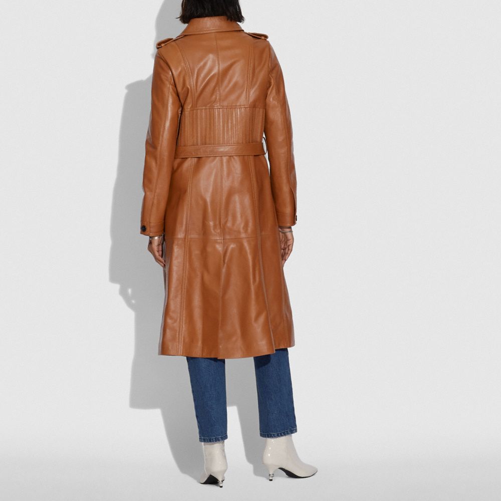 Coach leather trench clearance coat