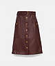 COACH®,SNAP FRONT LEATHER SKIRT,Leather,Espresso,Front View