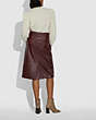 COACH®,SNAP FRONT LEATHER SKIRT,Leather,Espresso,Scale View
