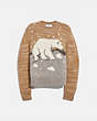 COACH®,POLAR BEAR SWEATER,Mixed Material,BEIGE,Front View