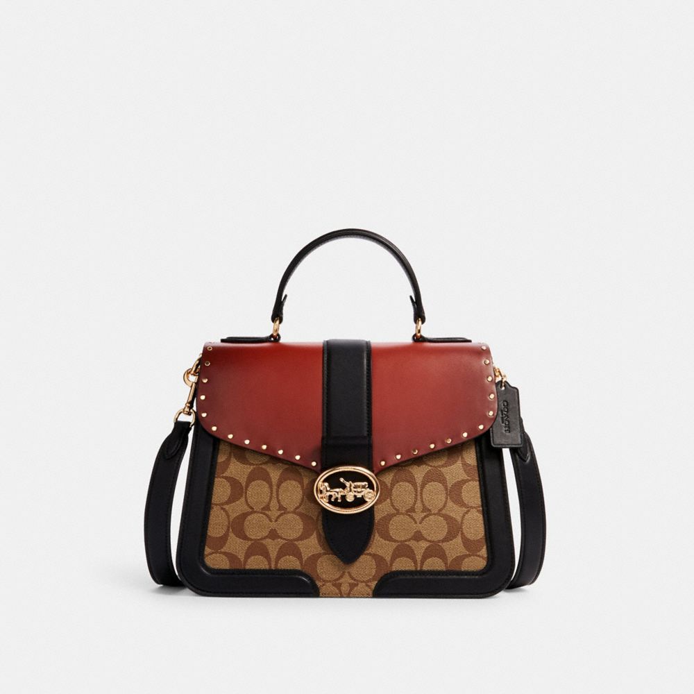 COACH® Outlet | Large Georgie Top Handle In Colorblock Signature Canvas ...