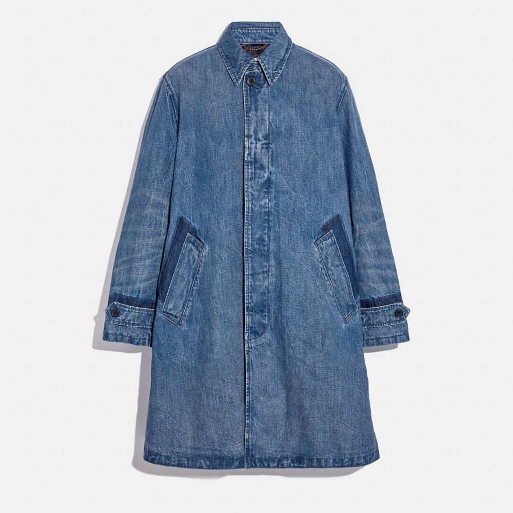 COACH®,DENIM COAT,Denim,Indigo,Front View