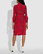 COACH®,NEW WAVE FAN DRESS WITH TIE,Silk,Red/Blue,Scale View
