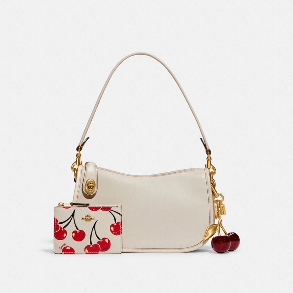 Swinger Bag With Cherry Bag Charm & Cherry Print Mini Skinny Id