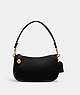 COACH®,SWINGER BAG,Smooth Leather,Medium,Brass/Black,Front View