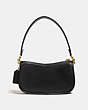 COACH®,SWINGER BAG,Smooth Leather,Medium,Brass/Black,Back View
