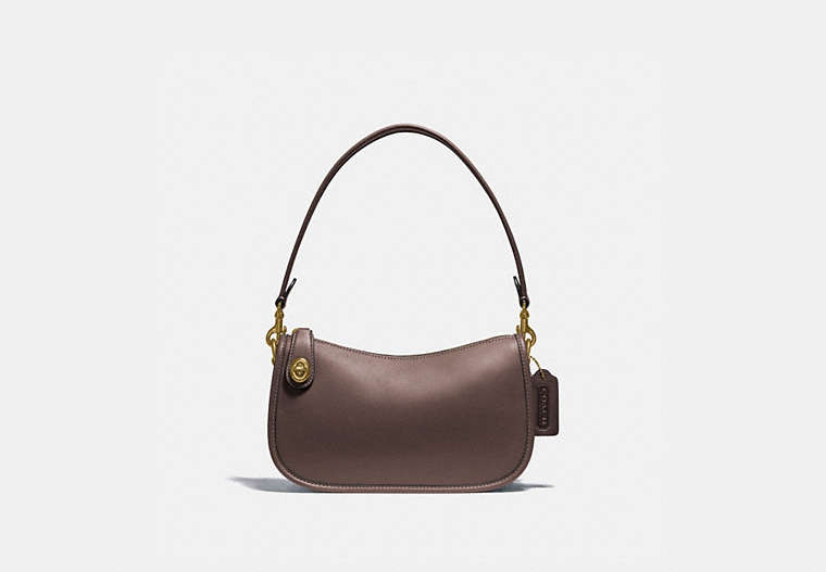 COACH®,SWINGER BAG,Smooth Leather,Medium,Brass/Maple,Front View