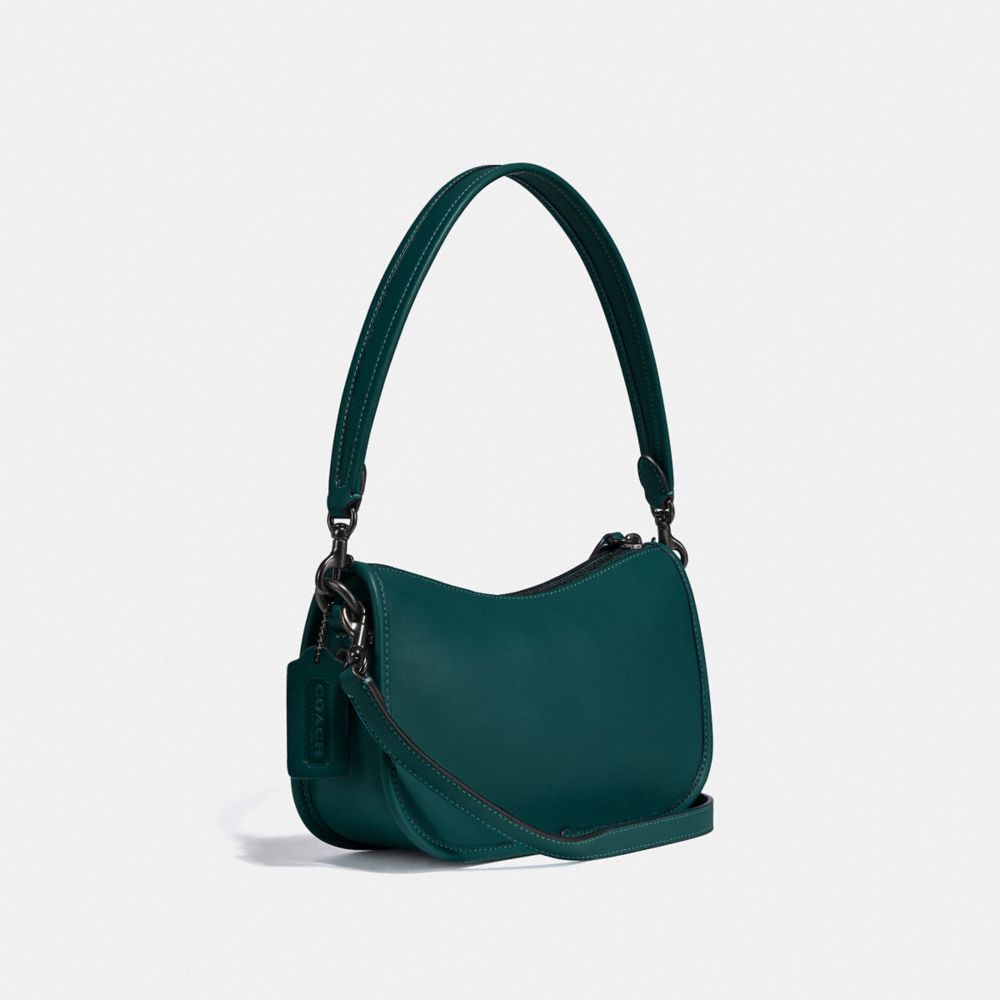 COACH®,Swinger Bag,Leather,Shoulder Bag,Embossed,Logo,Gold Metal,Casual,,Angle View