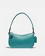 COACH®,SWINGER BAG,Glovetanned Leather,Medium,Pewter/Retro Teal,Front View