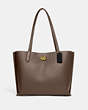 COACH®,WILLOW TOTE,Pebble Leather,Large,Brass/Dark Stone,Front View